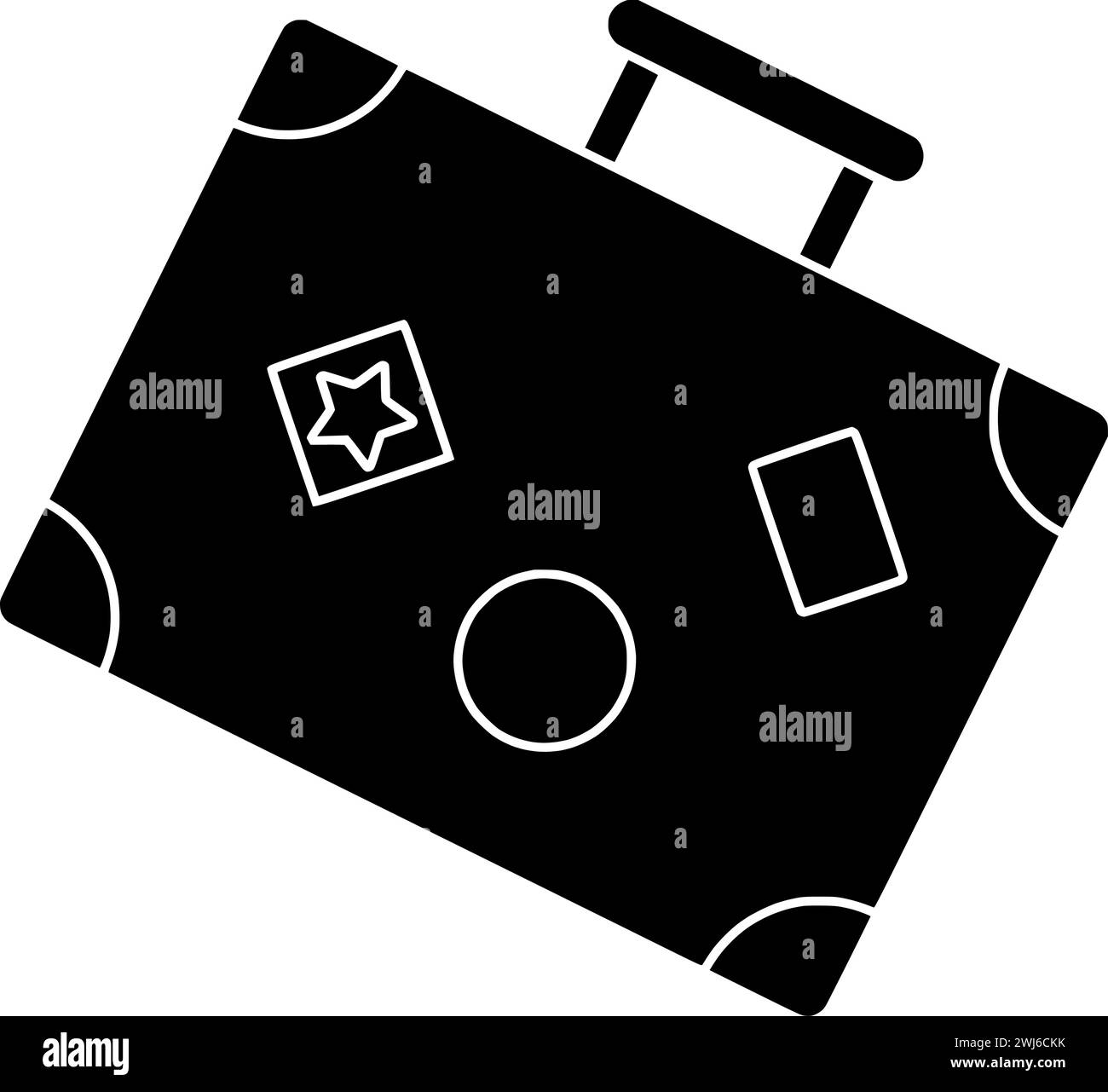 silhouette de bagage noir ou illustration de sac plat du tourisme de logo de voyage pour des vacances avec icône touristique et bagage de forme de voyage comme valise à travele Illustration de Vecteur