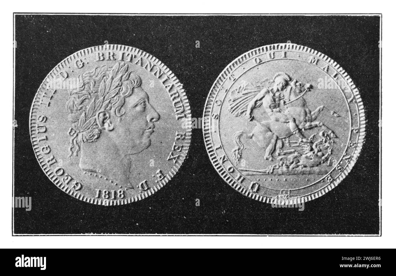 La couronne de George II d'Angleterre. 1818. Black and White illustration from the Connoisseur, an Illustrated Magazine for Collectors Voll 3 (mai-août 1902) publié à Londres. Banque D'Images