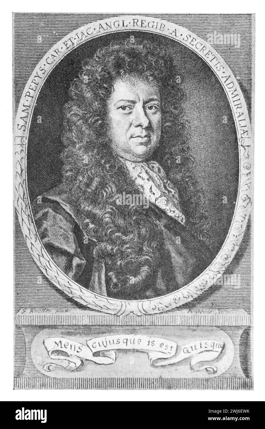 Le Bookplate of the Diarist Samuel Pepys. Illustration en noir et blanc du Connoisseur, un magazine illustré pour collectionneurs Voll 3 (mai-août 1902) publié à Londres. Banque D'Images Le Bookplate of the Diarist Samuel Pepys. Illustration en noir et blanc du Connoisseur, un magazine illustré pour collectionneurs Voll 3 (mai-août 1902) publié à Londres. Banque D'Images