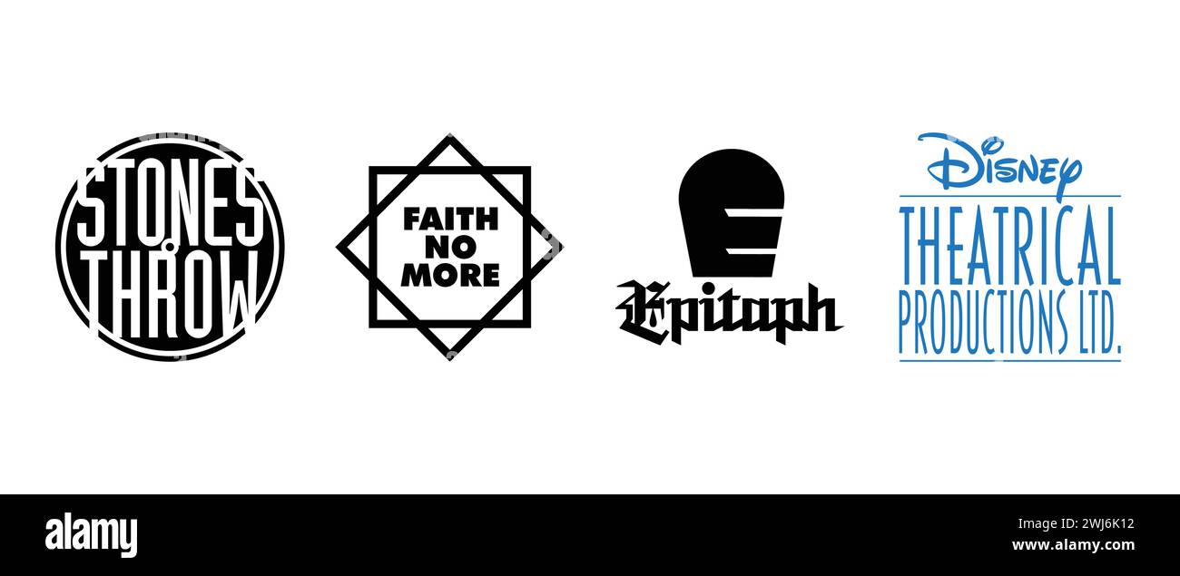 Faith, Stones Throw, Epitaph Records, Disney Theatrical Productions. Illustration vectorielle, logo éditorial. Illustration de Vecteur
