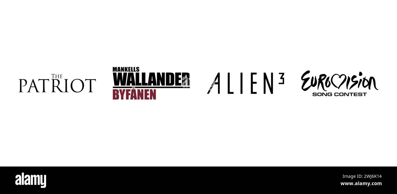 Wallander, concours Eurovision de la chanson, Alien 3, The Patriot . Illustration vectorielle, logo éditorial. Illustration de Vecteur