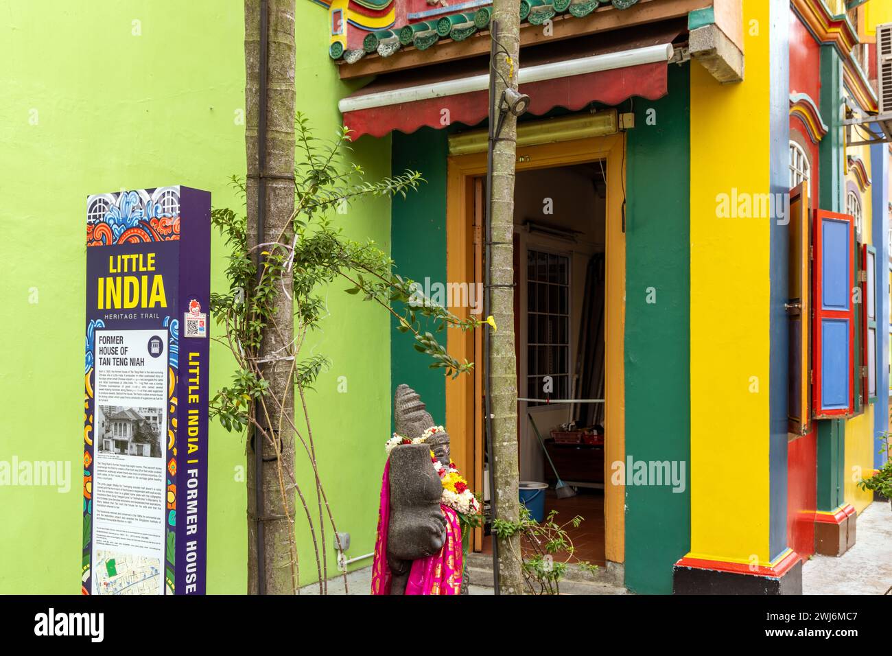 Ancienne maison de Tan Teng Niah à Singapour, villa chinoise colorée dans le district de Little India Banque D'Images