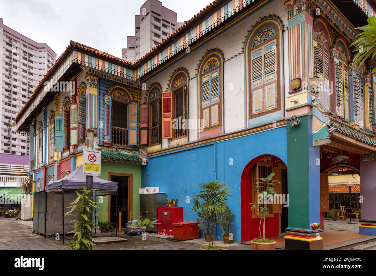 Ancienne maison de Tan Teng Niah à Singapour, villa chinoise colorée dans le district de Little India Banque D'Images