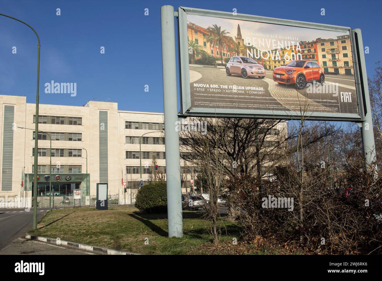 Nouveau panneau publicitaire FIAT 600 en Italie Banque D'Images
