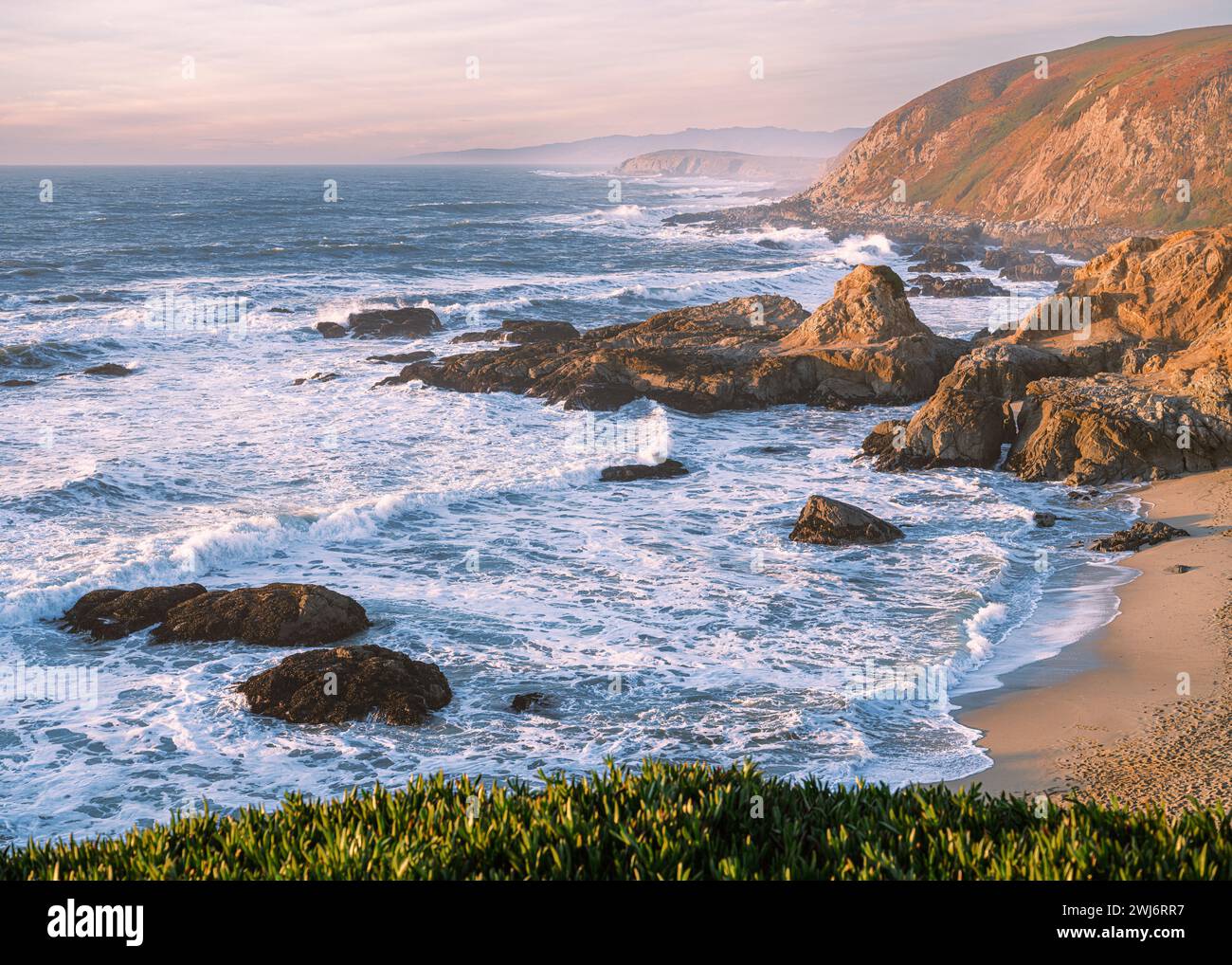 Bodega Bay Sunset Coastline, Californie, Banque D'Images