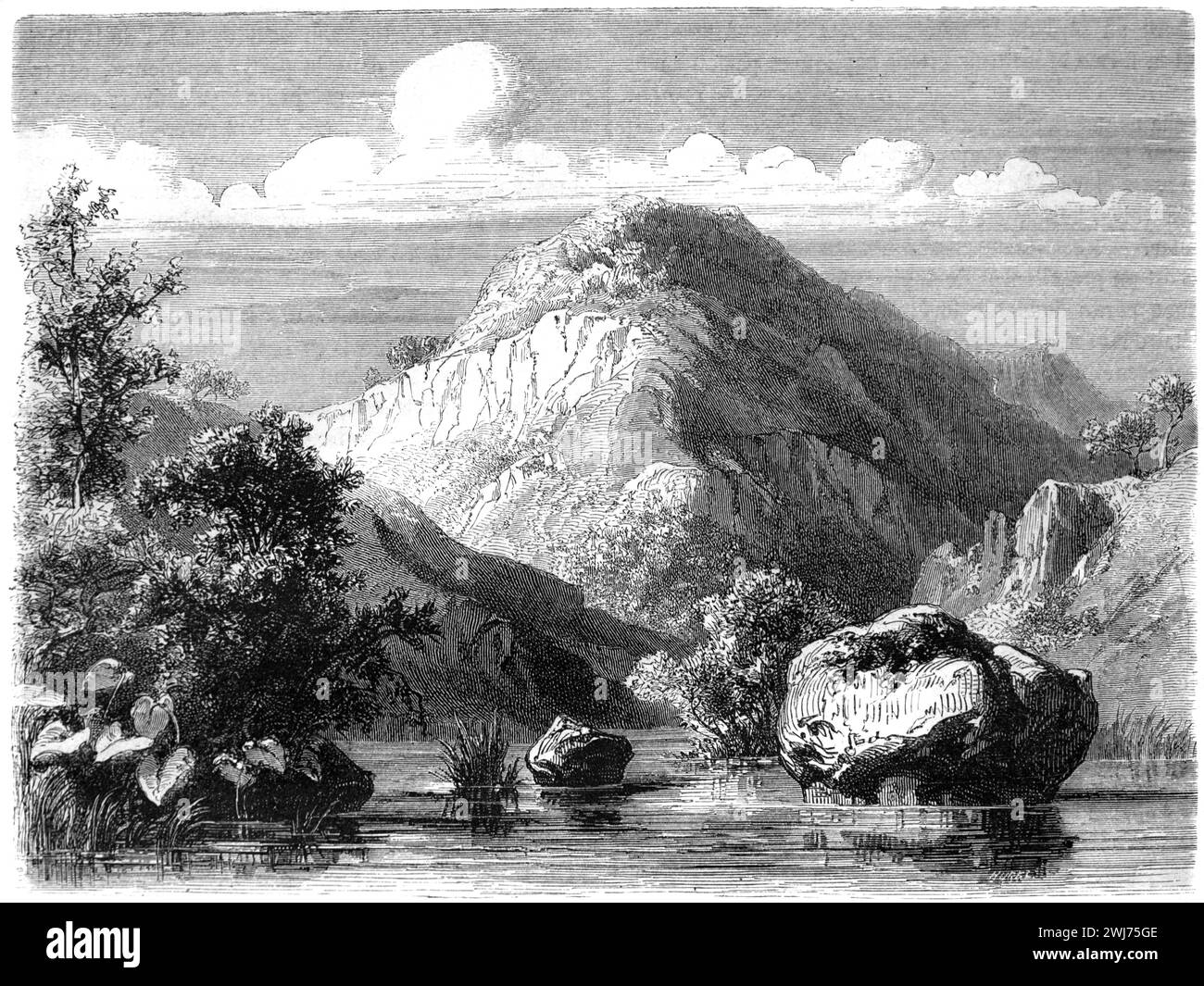Black River gorge dans le district de rivière Noire Maurice. Gravure vintage ou historique ou illustration 1863 Banque D'Images