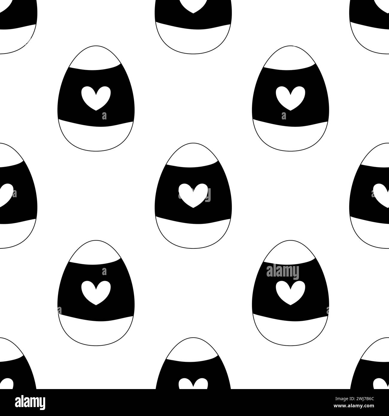Motif sans couture oeufs de pâques noir et blanc, silhouette. Vecteur pour votre conception, papier d'emballage, tissu. Illustration de Vecteur