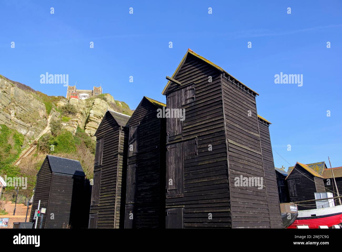 Net Huts, Hastings, East Sussex, Royaume-Uni Banque D'Images