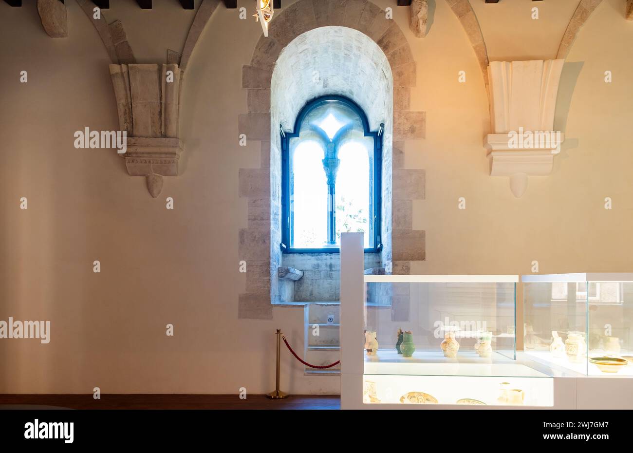 Salle d'exposition du château de Souabe normande ( Castello Normanno Svevo) dans le centre-ville historique de Bari, région des Pouilles, (Pouilles), sud de l'Italie Banque D'Images