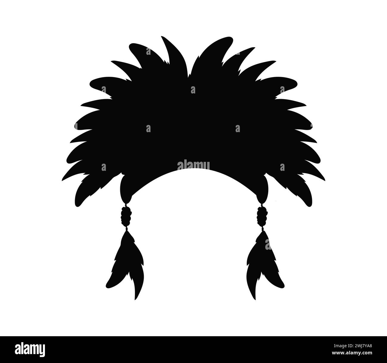 Coiffe indienne avec silhouette de plumes Illustration de Vecteur