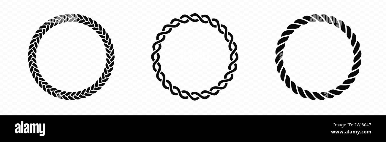 Cadre circulaire tressé. Anneau tressé rond. Illustration de Vecteur