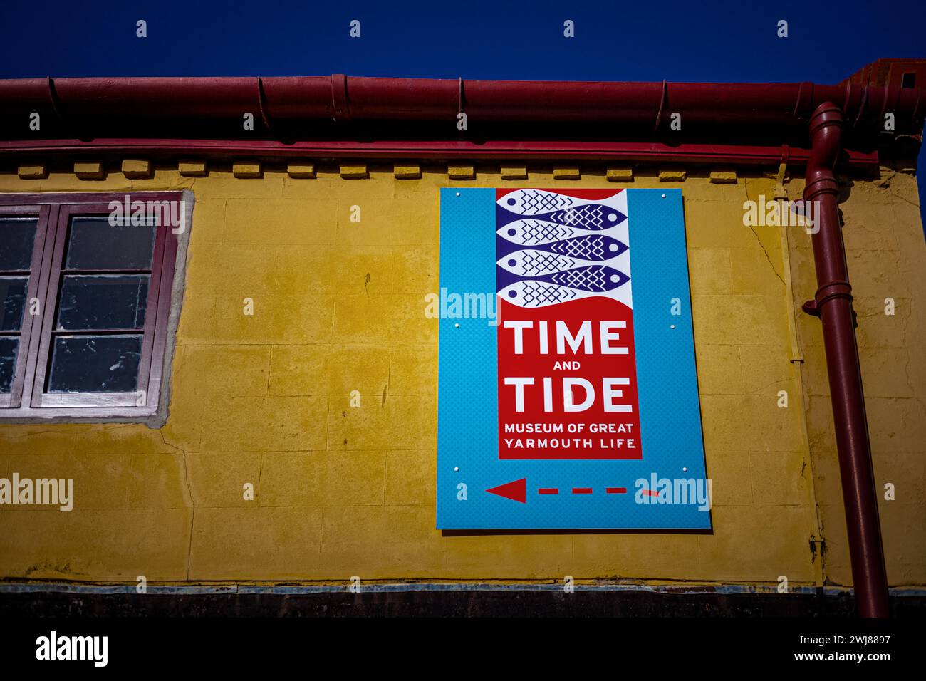 Signe du temps et de la marée Musée de la grande vie de Yarmouth. Time & Tide Great Yarmouth Royaume-Uni. Banque D'Images