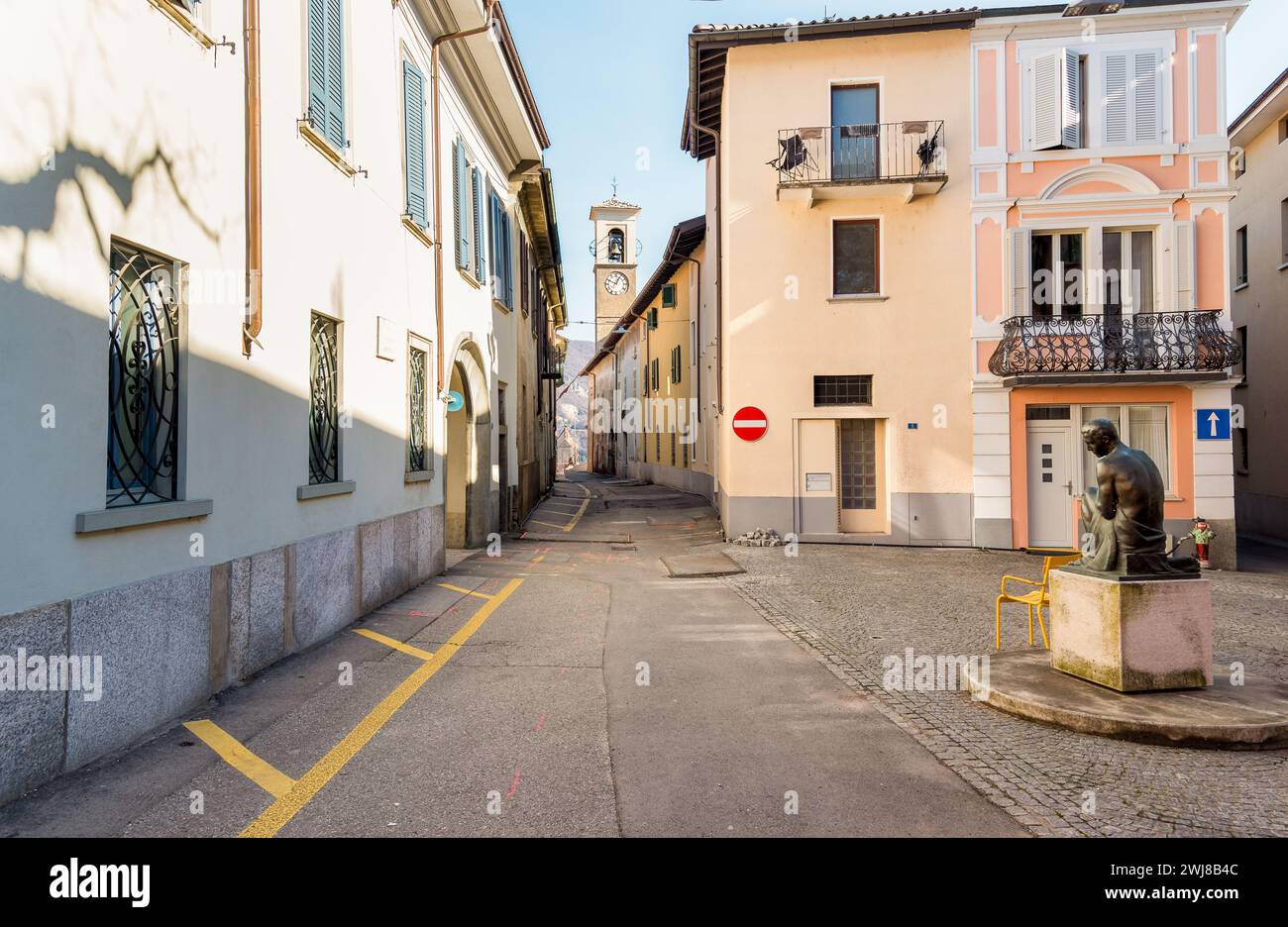 Rues dans le centre de Ligornetto, quartier de la ville de Mendrisio, Tessin Suisse Banque D'Images