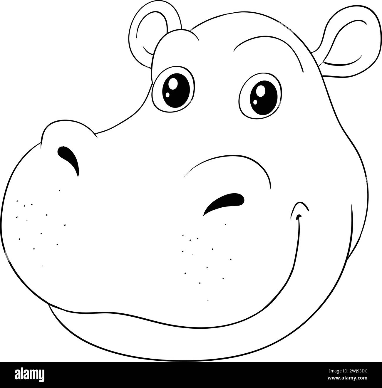 Illustration en noir et blanc d'une tête d'hippopotame Illustration de Vecteur