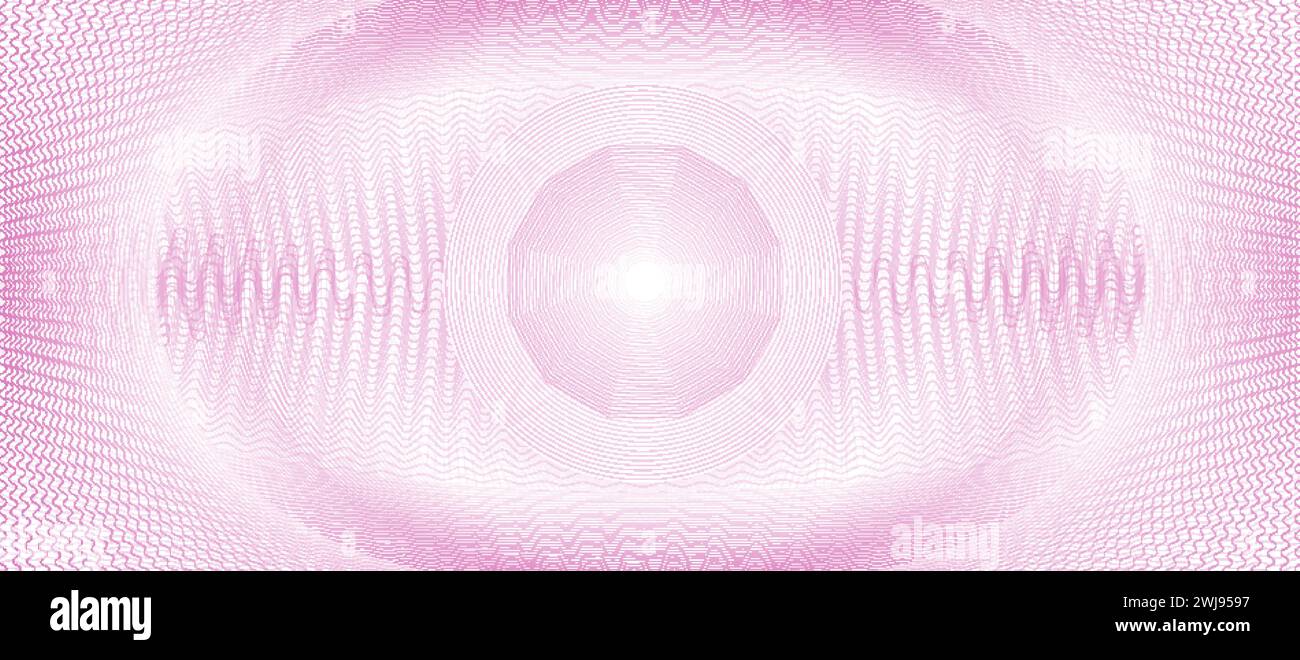 Filigrane guilloché de chèque rose ou fond de modèle de papier d'argent, texture vectorielle. Certificat ou guilloche de billet de banque en monnaie ou filigrane papier modèle pour coupon ou document de diplôme Illustration de Vecteur