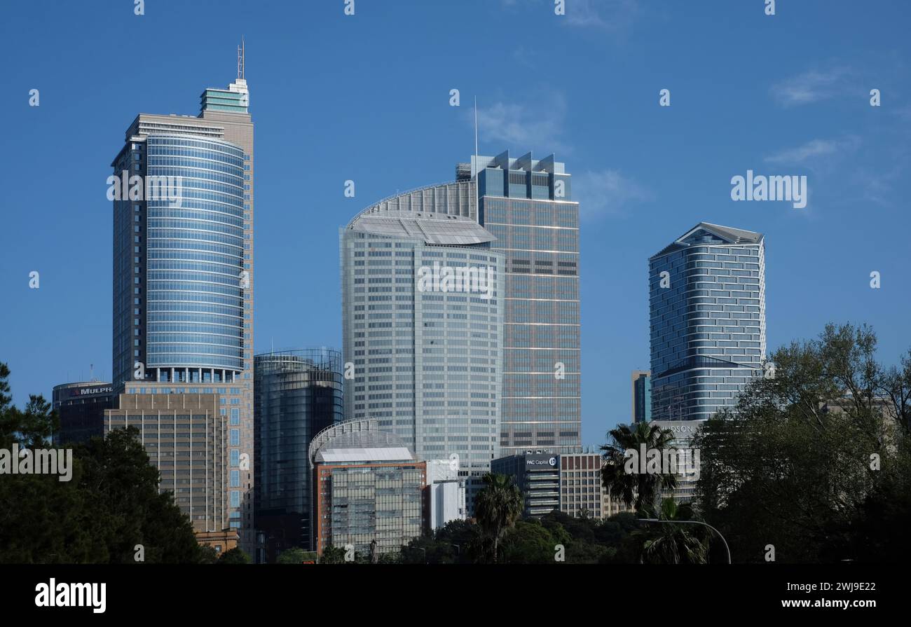 Gratte-ciel du quartier des affaires de Sydney Chifley Tower, 1 Bligh St, rappel sur Aurora place, Governor Phillip, Macquarie Tower, AMP, Quay Quarter Tower Banque D'Images