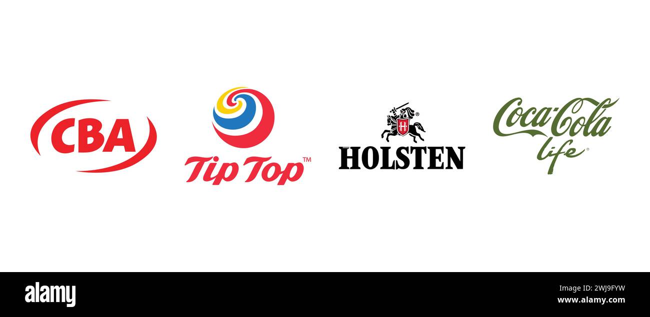 Holsten , Coca Cola Life , CBA , Tip Top Icecream. Illustration vectorielle, logo éditorial. Illustration de Vecteur