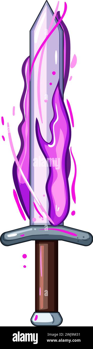 illustration vectorielle de dessin animé d'effet d'épée de feu Illustration de Vecteur