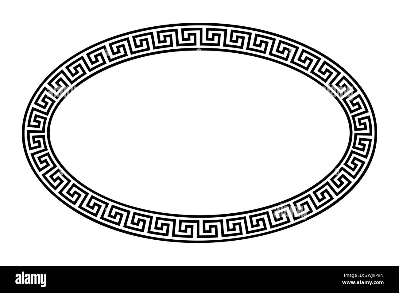 Cadre méandre ovale avec motif de clé grecque sans couture. Bordure décorative avec motif de fret grec, construit à partir de lignes continues. Banque D'Images