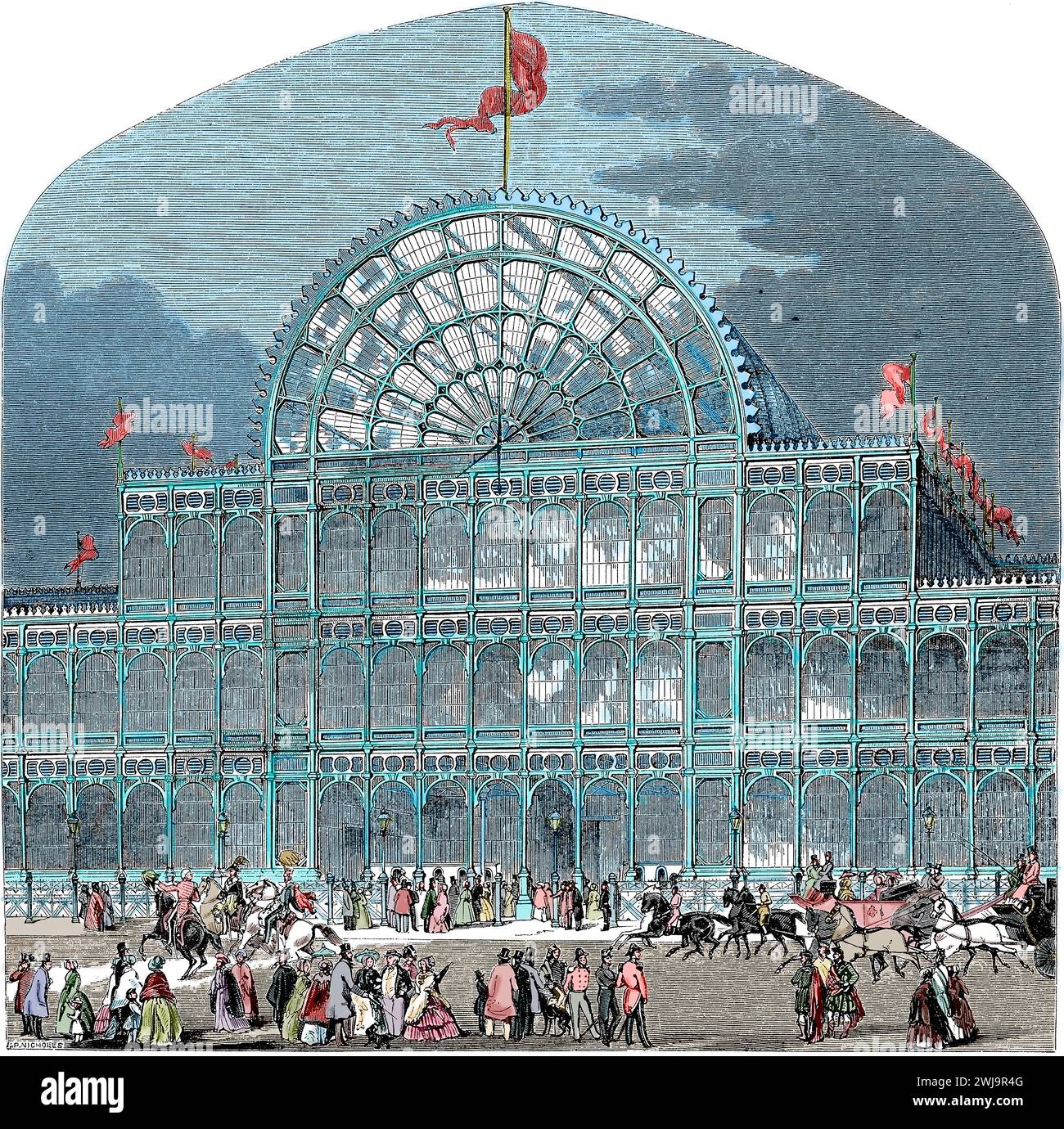 Londres. Hyde Park. Le Crystal Palace conçu par Joseph Paxton. Grande exposition, 1851. Banque D'Images