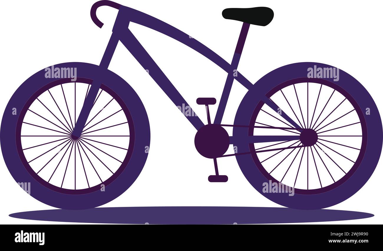 Illustration vectorielle plate de la vue latérale du vélo de montagne ou de saut utilisé par le sportif. Illustration de Vecteur