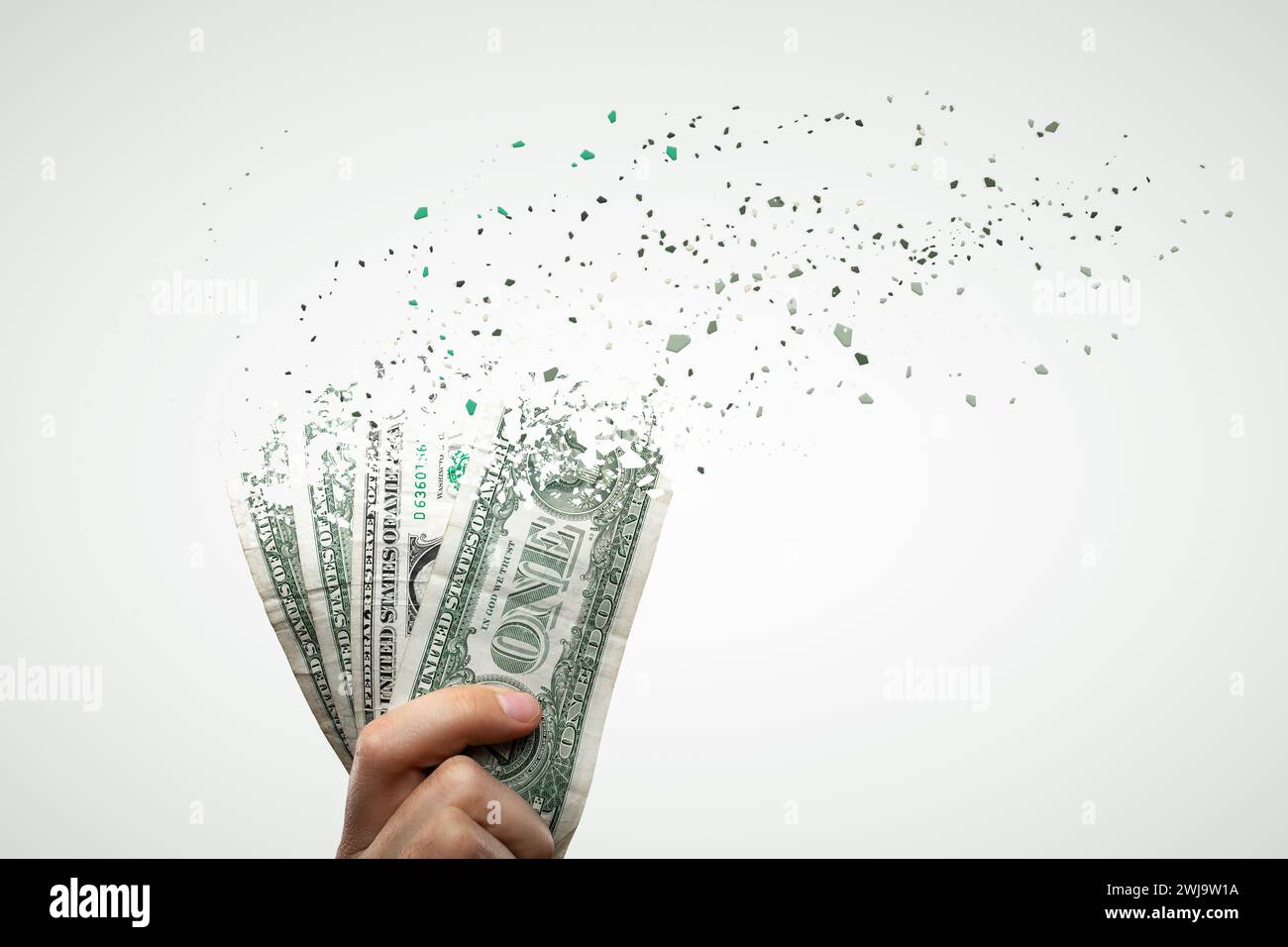 Les billets en dollars AMÉRICAINS disparaissent dans Thin Air Banque D'Images