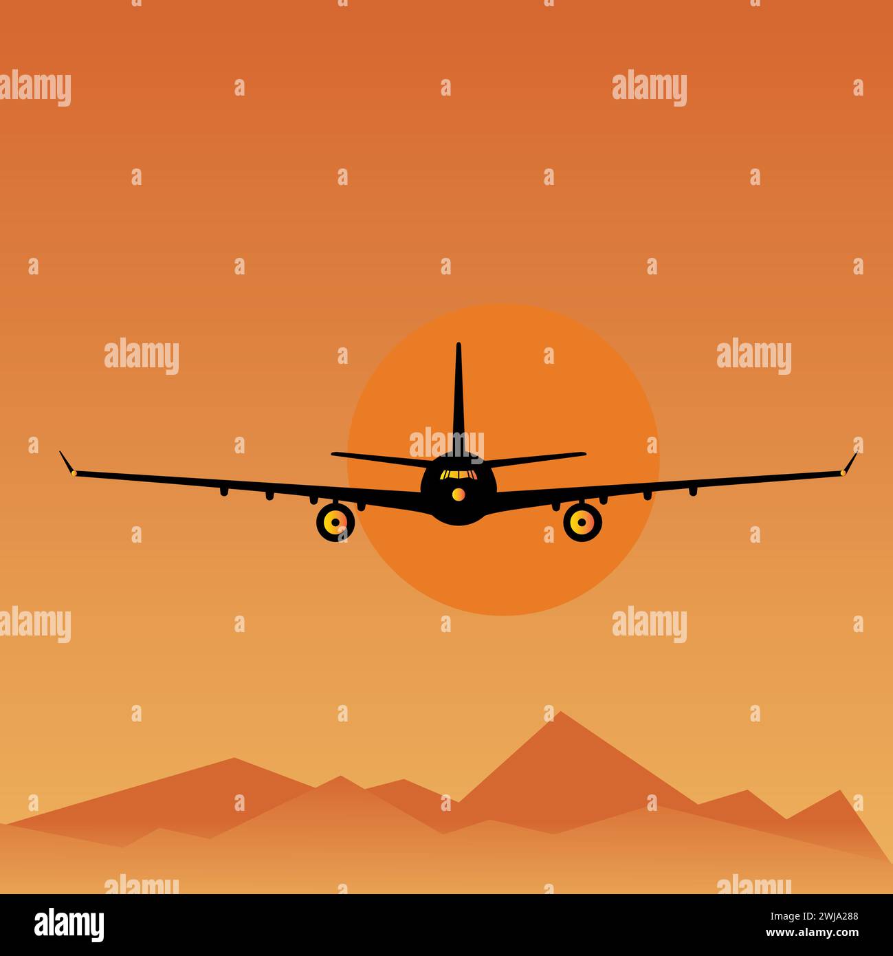 Avion volant au-dessus des montagnes Illustration de Vecteur
