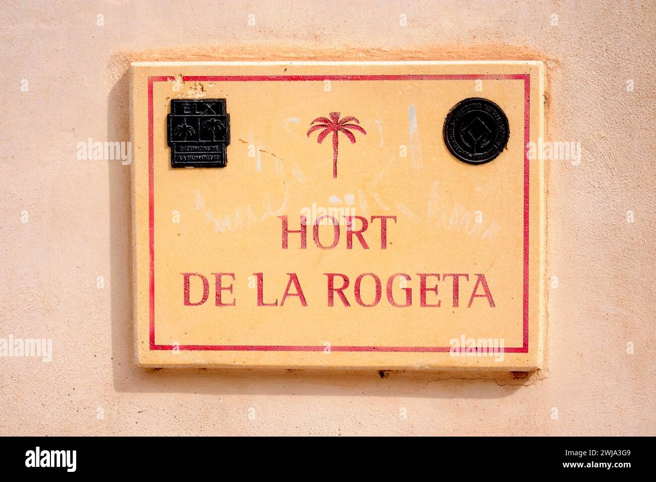 Elche ou ELX, plaque. Alicante, Comunidad Valenciana, Espagne. Banque D'Images