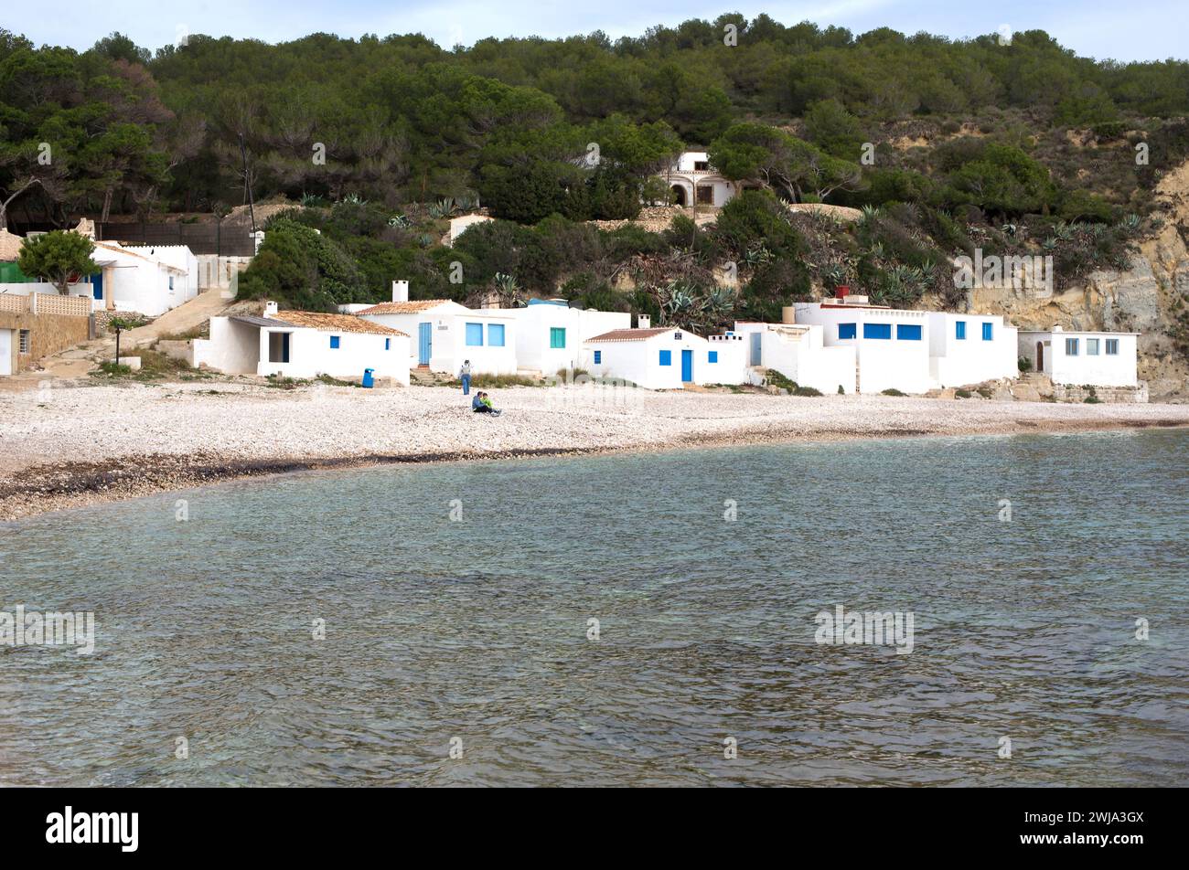 Cala Portitxol ou Cala Barraca. Javea, Alicante, Comunidad Valenciana, Espagne. Banque D'Images