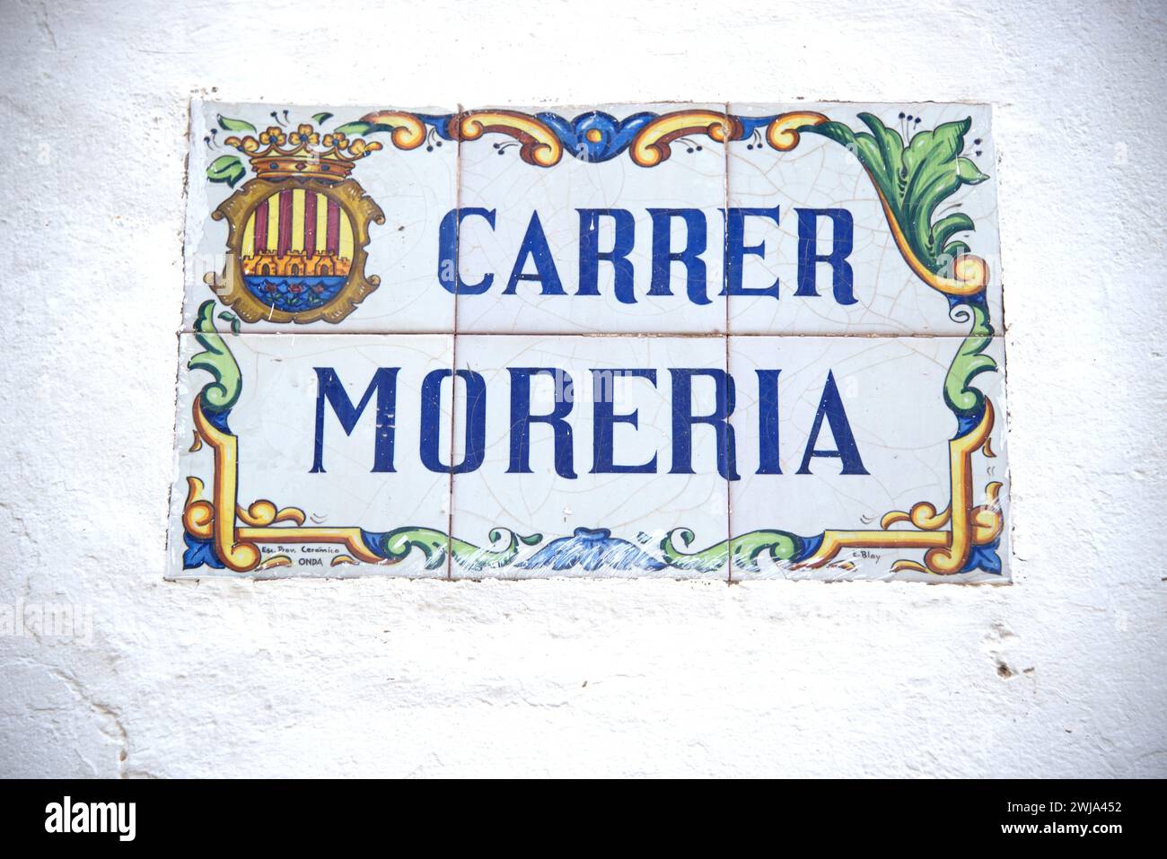 Onda, plaque de tuiles (la Moreria). Plana Baixa, Castellon, Comunidad Valenciana, Espagne. Banque D'Images