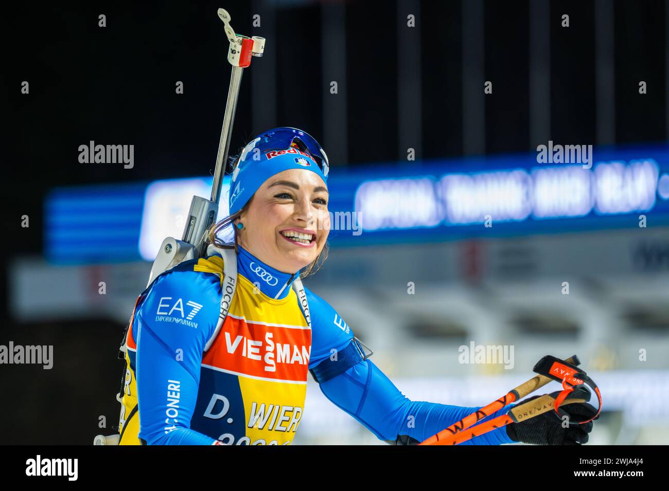 Dorothea Wierer d'Italie vue en action lors de l'entraînement officiel pour les Championnats du monde BMW IBU Biathlon 2024 à Nove Mesto na Morave. (Photo de Igor Stan?ík/SOPA images/SIPA USA) crédit : SIPA USA/Alamy Live News Banque D'Images