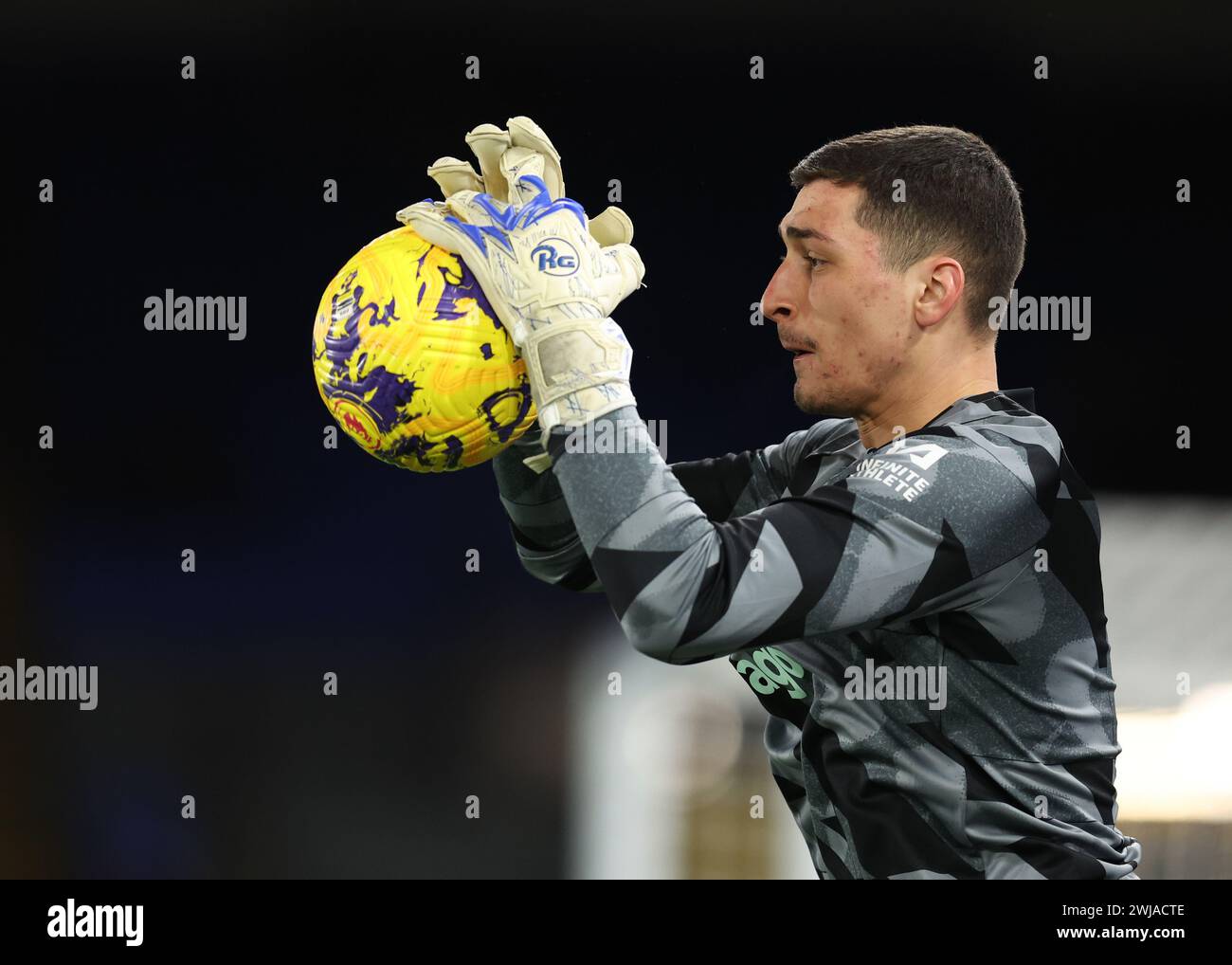 Londres, Royaume-Uni. 12 février 2024. Djordje Petrović de Chelsea se réchauffe avant le match de premier League à Selhurst Park, Londres. Le crédit photo devrait se lire : Paul Terry/Sportimage crédit : Sportimage Ltd/Alamy Live News Banque D'Images