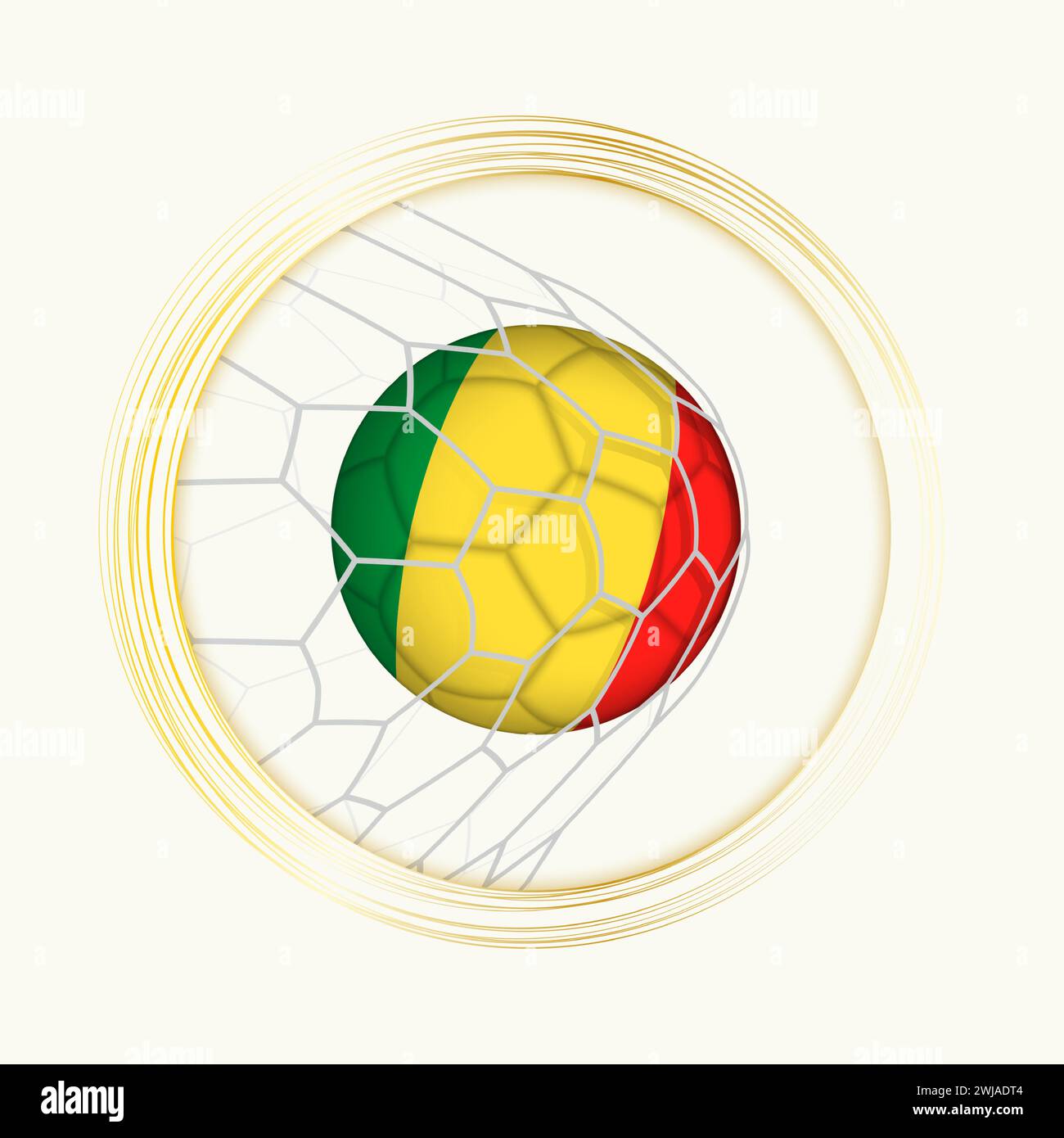But de marquage Congo, symbole de football abstrait avec illustration de ballon Congo dans le filet de football. Illustration sportive vectorielle. Illustration de Vecteur