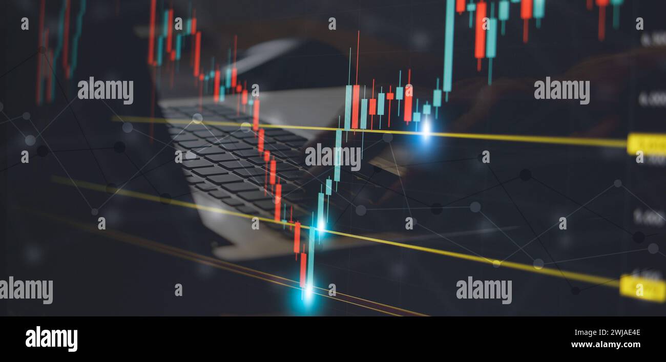rupture de structure avec zone de demande et d'offre sur le graphique financier. bannière de barres rouges et vertes sur le marché boursier des affaires Banque D'Images
