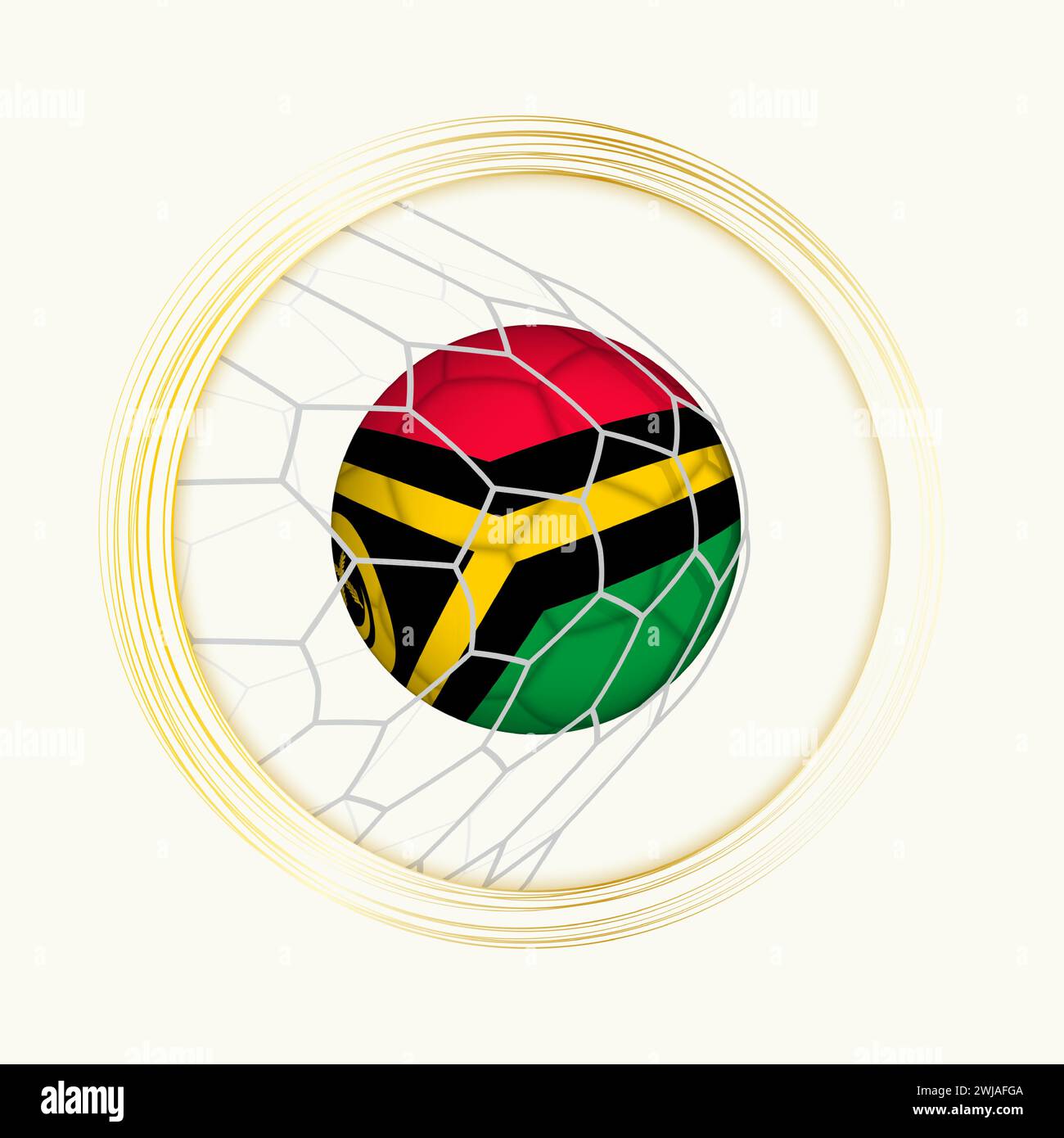 But de score Vanuatu, symbole abstrait de football avec illustration de ballon Vanuatu dans le filet de football. Illustration sportive vectorielle. Illustration de Vecteur