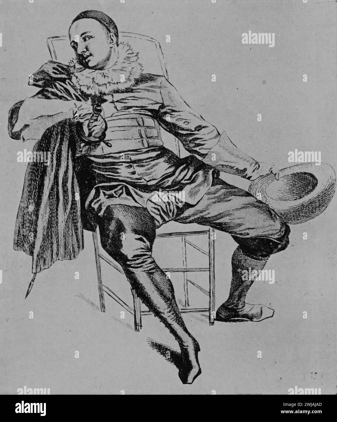 Etude de Mons, un Crèpy fils par l'artiste français, Jean-Antoine Watteau : illustration en noir et blanc du Connoisseur, un magazine illustré pour collectionneurs Voll 3 (mai-août 1902) publié à Londres. Banque D'Images