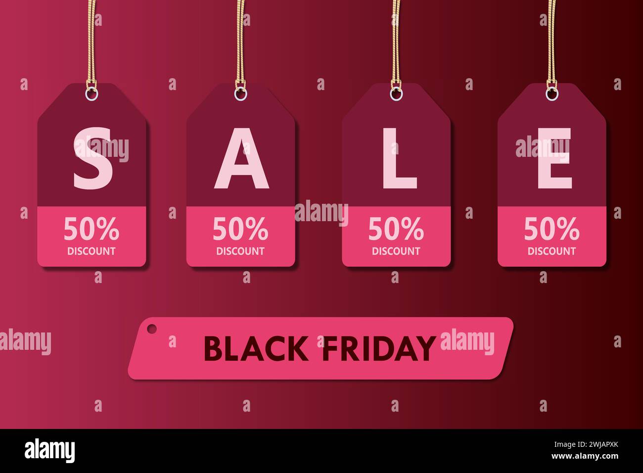 Étiquette de vente du vendredi fou. Black Friday design, vente, remise, publicité, étiquette de prix marketing. Illustration de Vecteur