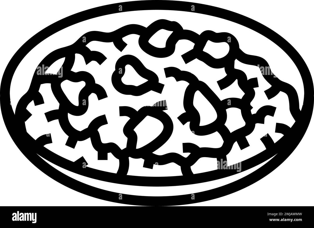 illustration vectorielle d'icône de ligne de cuisine indienne de plat de curry Illustration de Vecteur