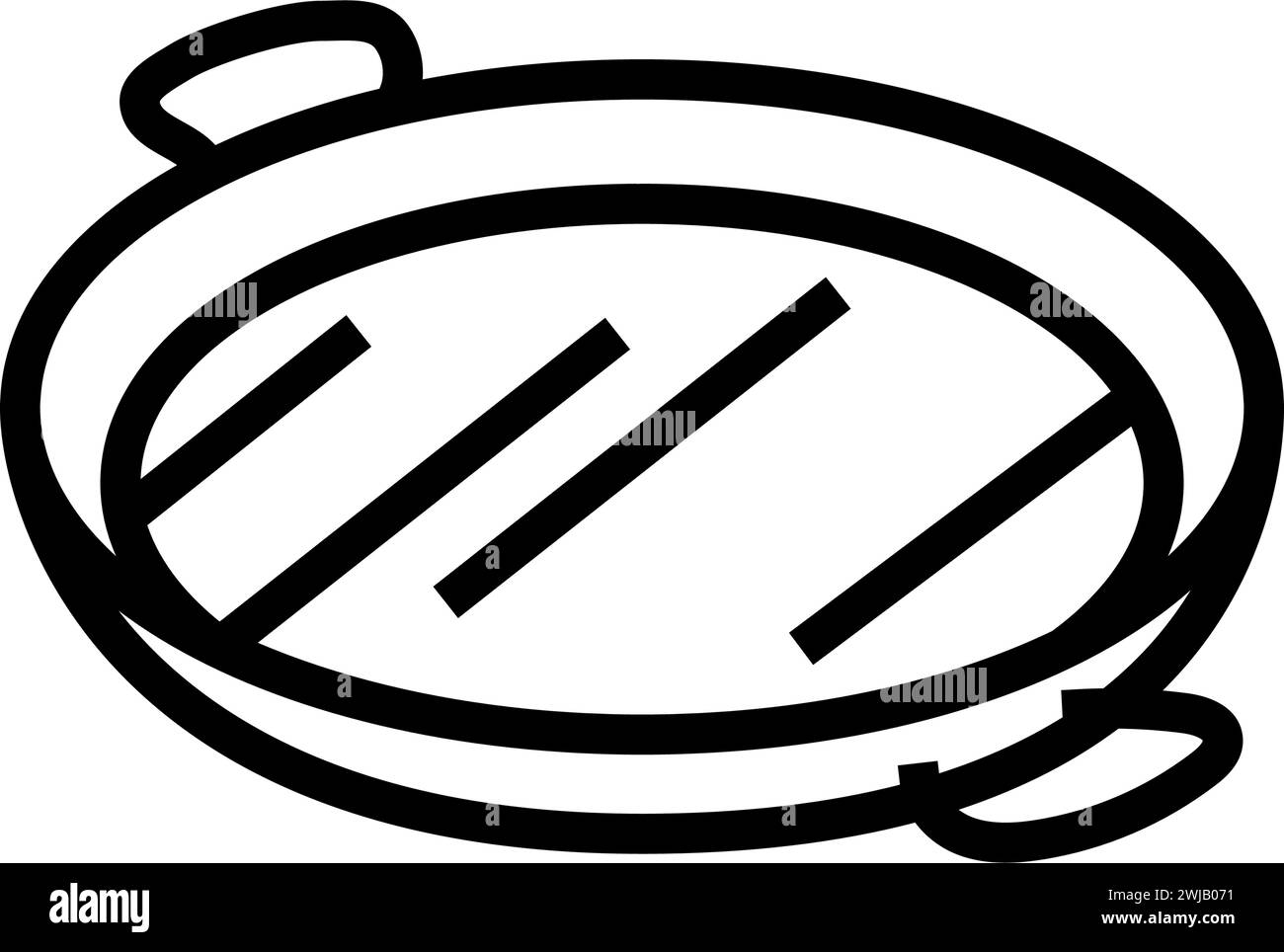 illustration vectorielle d'icône de ligne de cuisine espagnole de paella pan Illustration de Vecteur