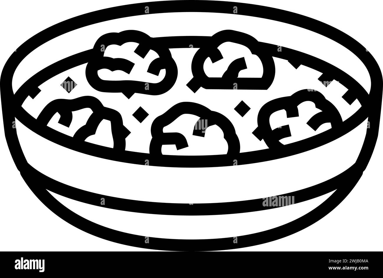 illustration vectorielle d'icône de ligne de cuisine espagnole albondigas Illustration de Vecteur