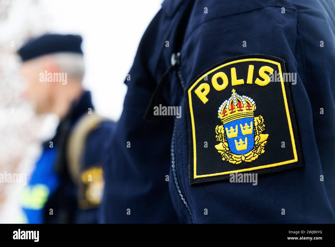 La police suédoise, un officier de police suédois. Banque D'Images