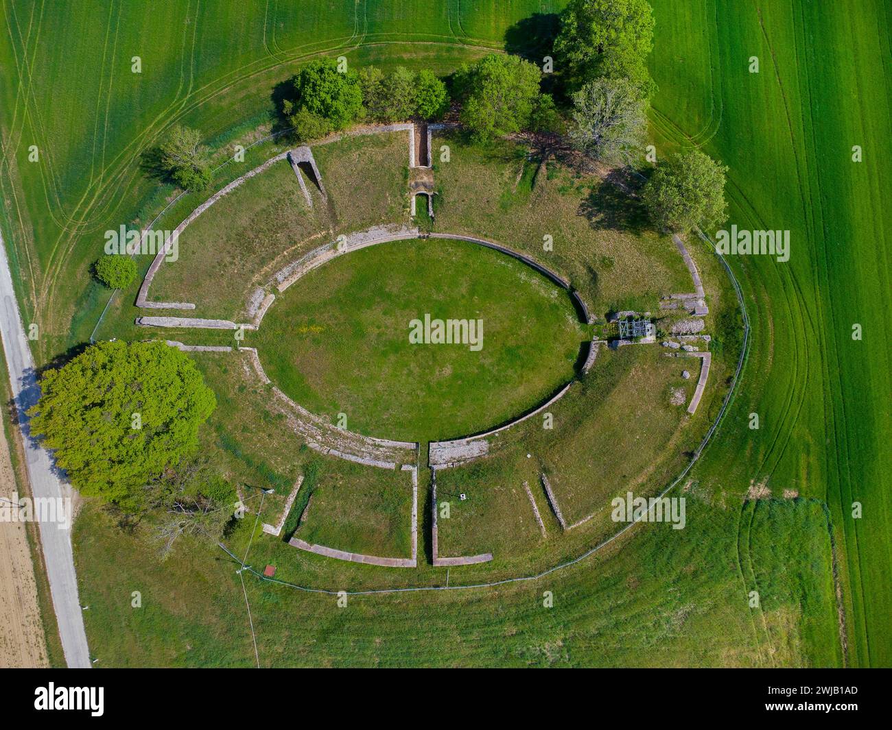 Castelleone di Suasa (Italie, Marches, province d'Ancône), zone archéologique de Suasa, amphithéâtre romain Banque D'Images