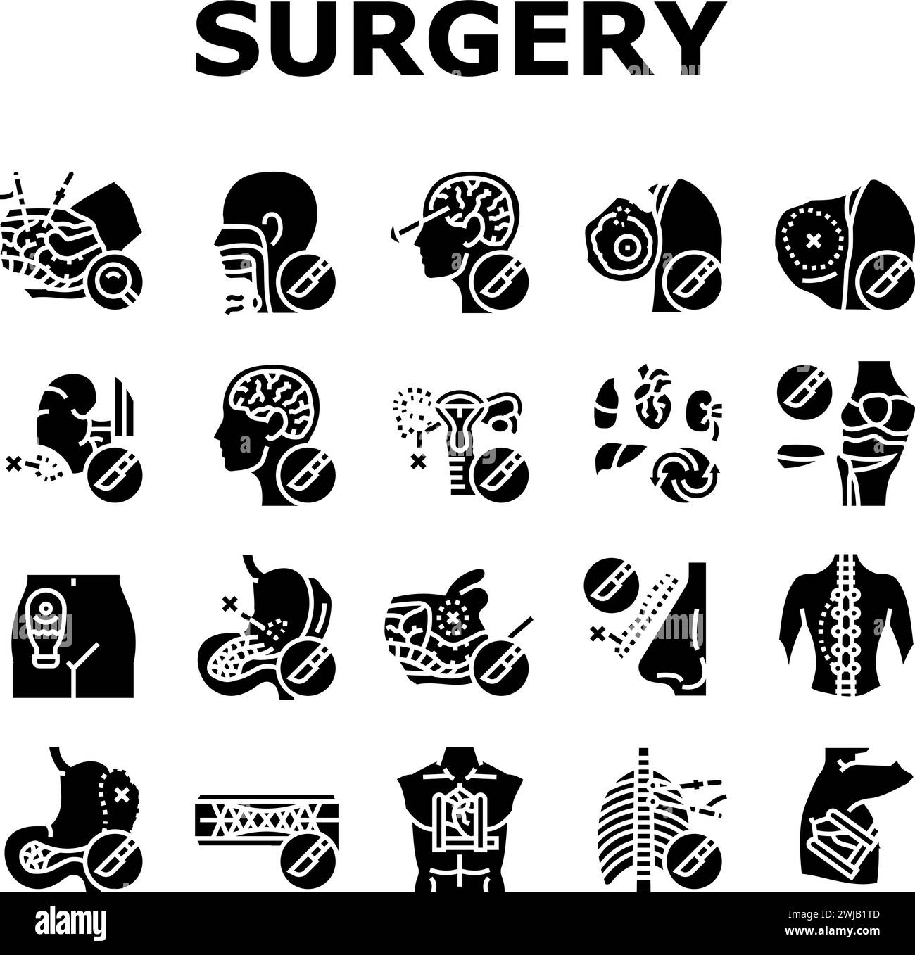 icônes de santé de l'hôpital de chirurgie définir vecteur Illustration de Vecteur