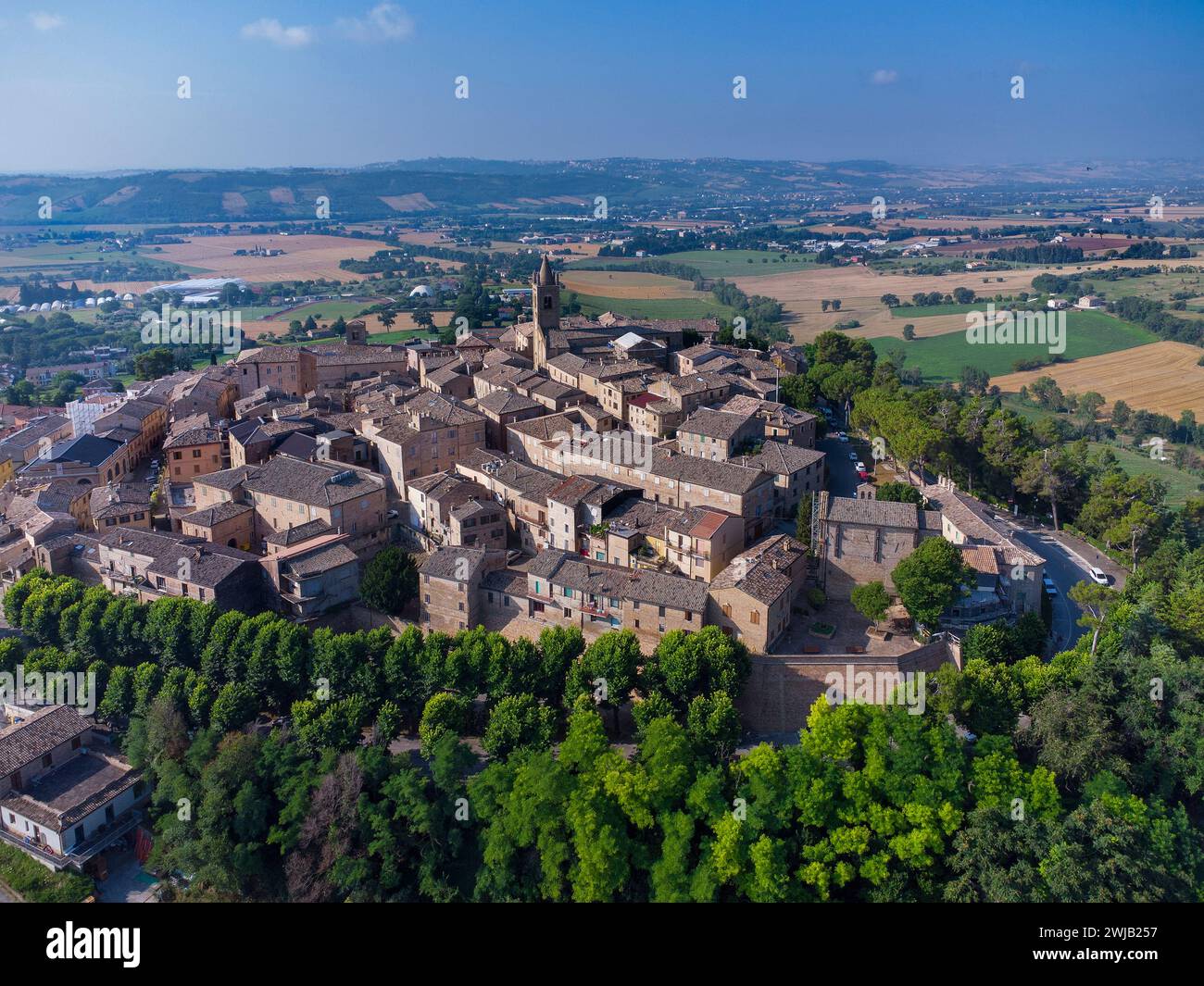 Montecassiano (Italie, Marches, province de Macerata), vue sur le village Banque D'Images