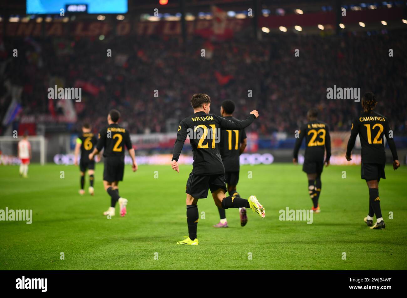 Leipzig, ALLEMAGNE - 13.02.24 : Brahim Diaz, le match de l'UEFA Champion League RB Leipzig vs Real Madrid au Red Bull Arena Banque D'Images