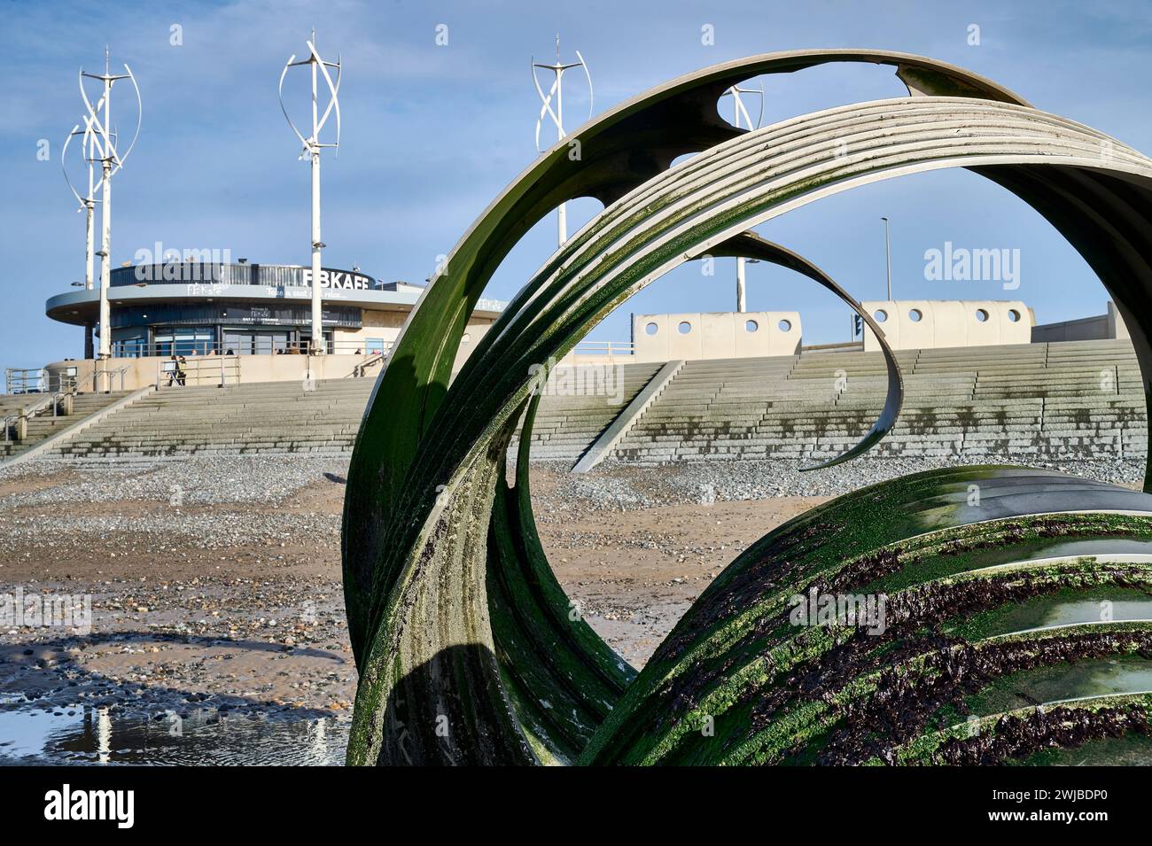 Mary's Shell sculpture et le café futuriste à Cleveleys, Royaume-Uni Banque D'Images