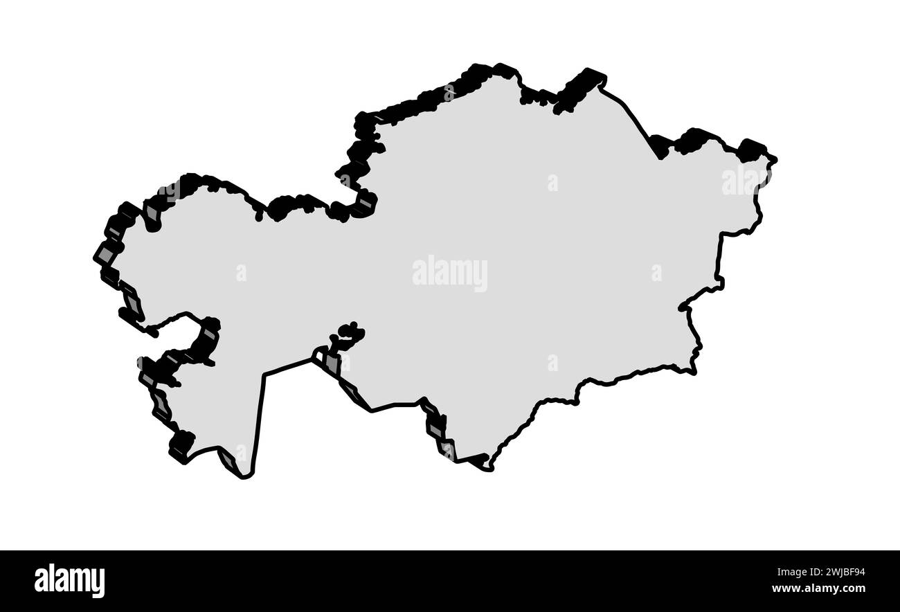 Carte 3D silhouette du Kazakhstan isolé sur un fond blanc Banque D'Images