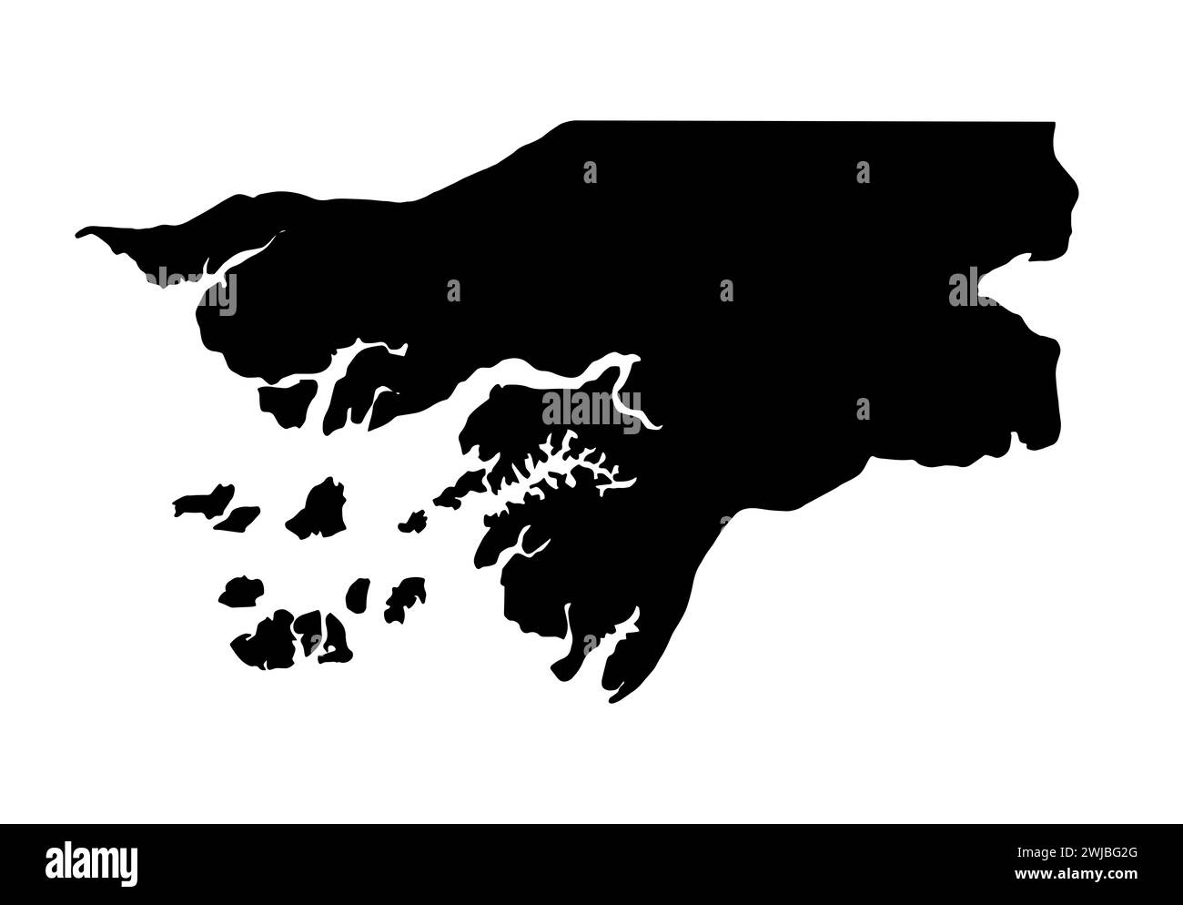Guinée Bissau silhouette noire sur fond blanc Banque D'Images