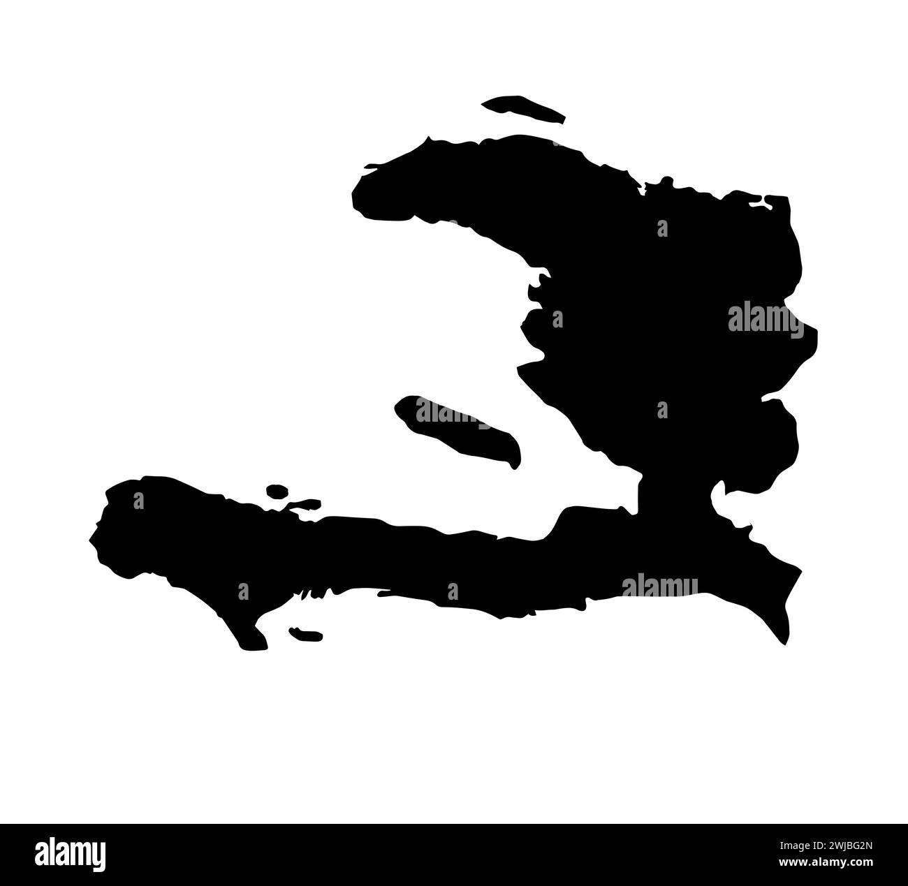 Carte de silhouette noire Haïti sur fond blanc Banque D'Images
