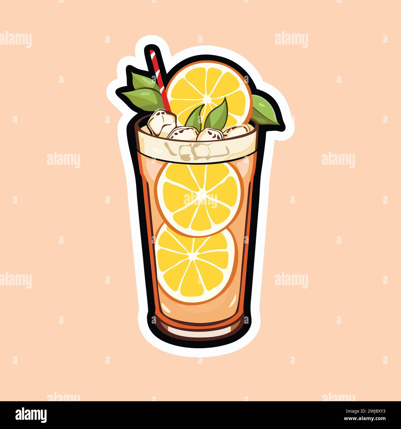 Limonade Bliss. Illustration graphique vectorielle d'un verre rafraîchissant de limonade, capturant l'essence de la fraîcheur estivale. Illustration de Vecteur